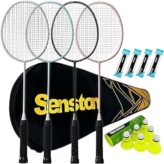 Senston 2 Pack Badminton Racquet Set Carbon Fiber Badminton Rackets - Includes 1 Carrying Bag