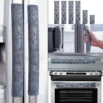 Volecy Set of 6 Refrigerator Door Handle Covers, Washable Velvet Fabric Appliance Handle for Fridge Microwave Stove Dishwasher Catch Stains Dust Fingerprint Prevent Ice hot Hand (Wind Grey)