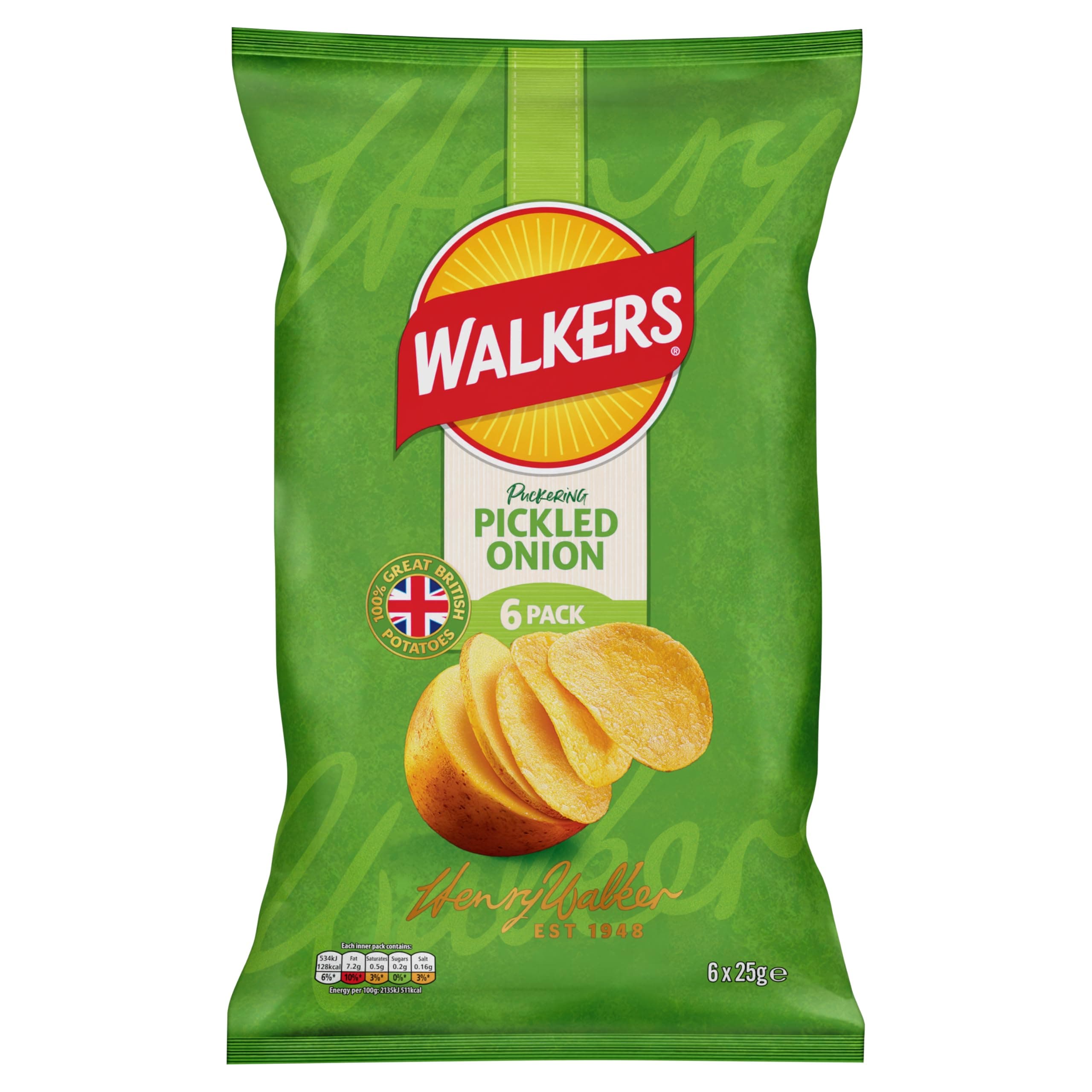 Walkers Crisps Pickled Onion 6x25g