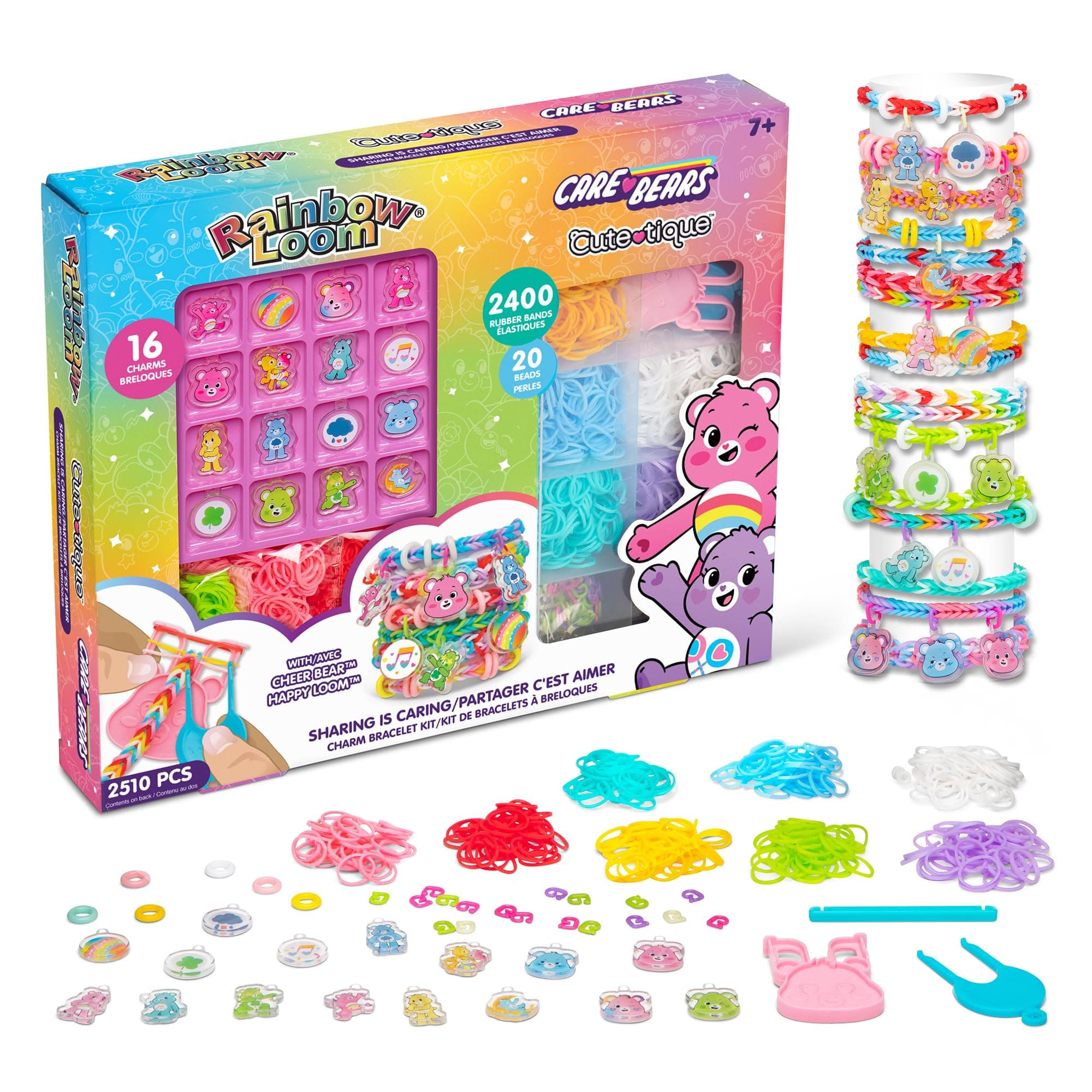 Care Bears Cutetique Sharing is Caring, Create Magical Designs with Rubber Band Bracelet Kit and Loom Featuring Care Bears™, Ages 7+