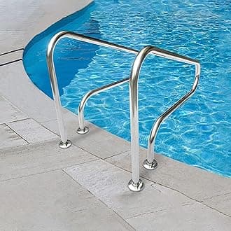 Swimming Pool Handrails, 304 Stainless Steel Pool Hand Rail with Quick Mount Base, Swimming Pool Safety Railing for Ground Swimming Pools, Hot Spring Baths, Water Parks, Prevent Slipping