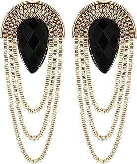 Black Gold Stylish Fancy Earrings For Women & Girls (6946er)