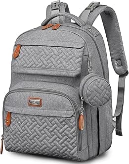 Diaper Bag Backpack - Travel Large Baby Diaper Bag with Changing pad, Waterproof Baby Bags for Mom & Dad, Unisex Bags with Pacifier Case, Luggage Strap & Stroller Clips– Light Gray