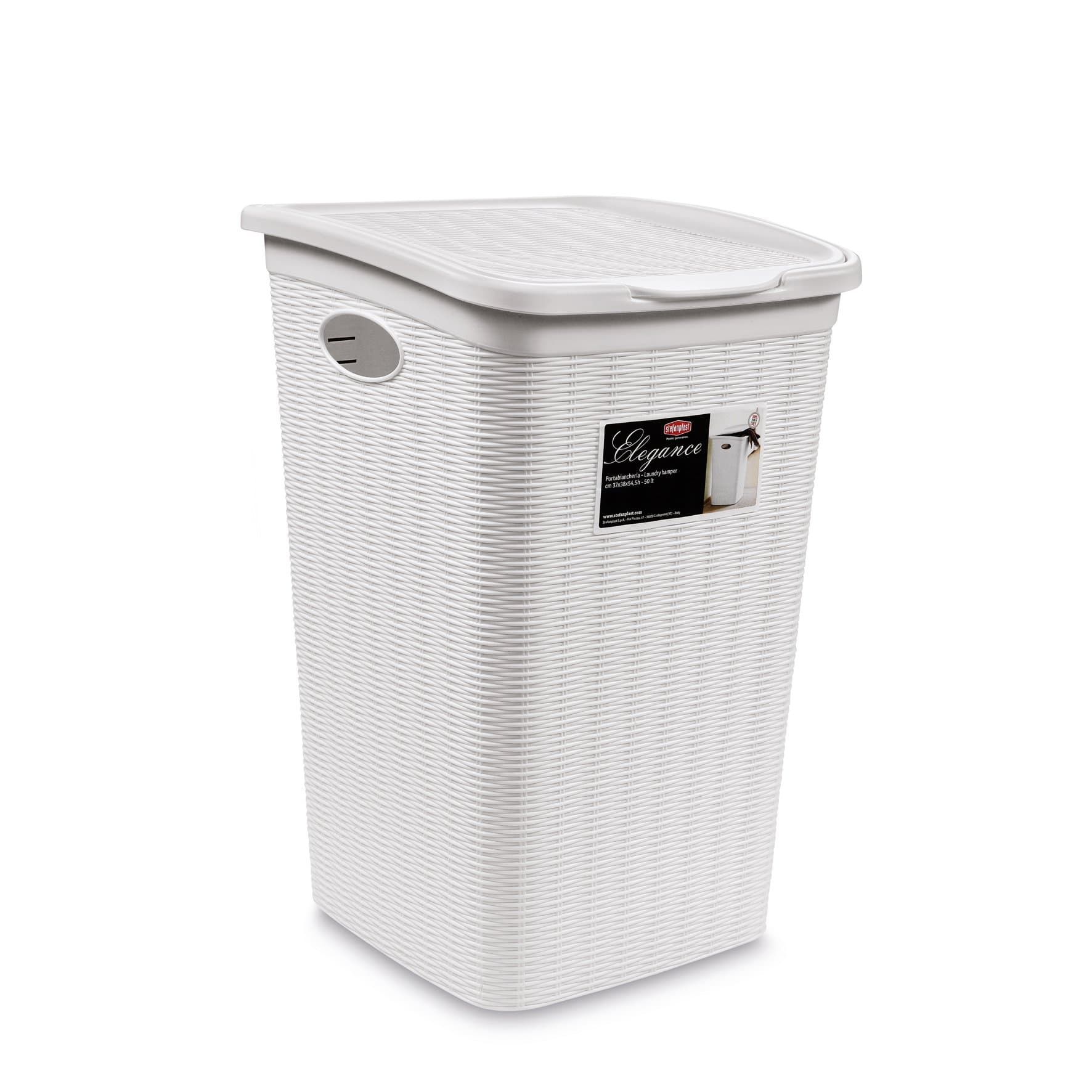 Stefanplast Elegance Laundry Hamper, White, 37 x 38 x 54.5 cm