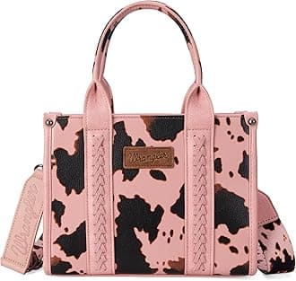 Wrangler Cow Print Tote Bag for Women Western Purse Boho Top Handle Satchel Handbag with Signature Strap