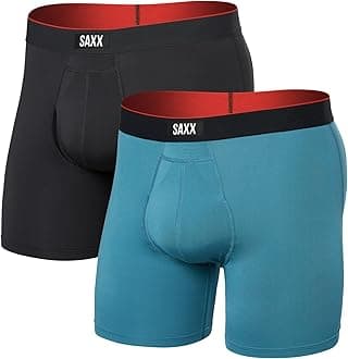 Saxx Multi-Sport Mesh 2-Pack Boxer Briefs, Hydro Blue/Faded Black - S