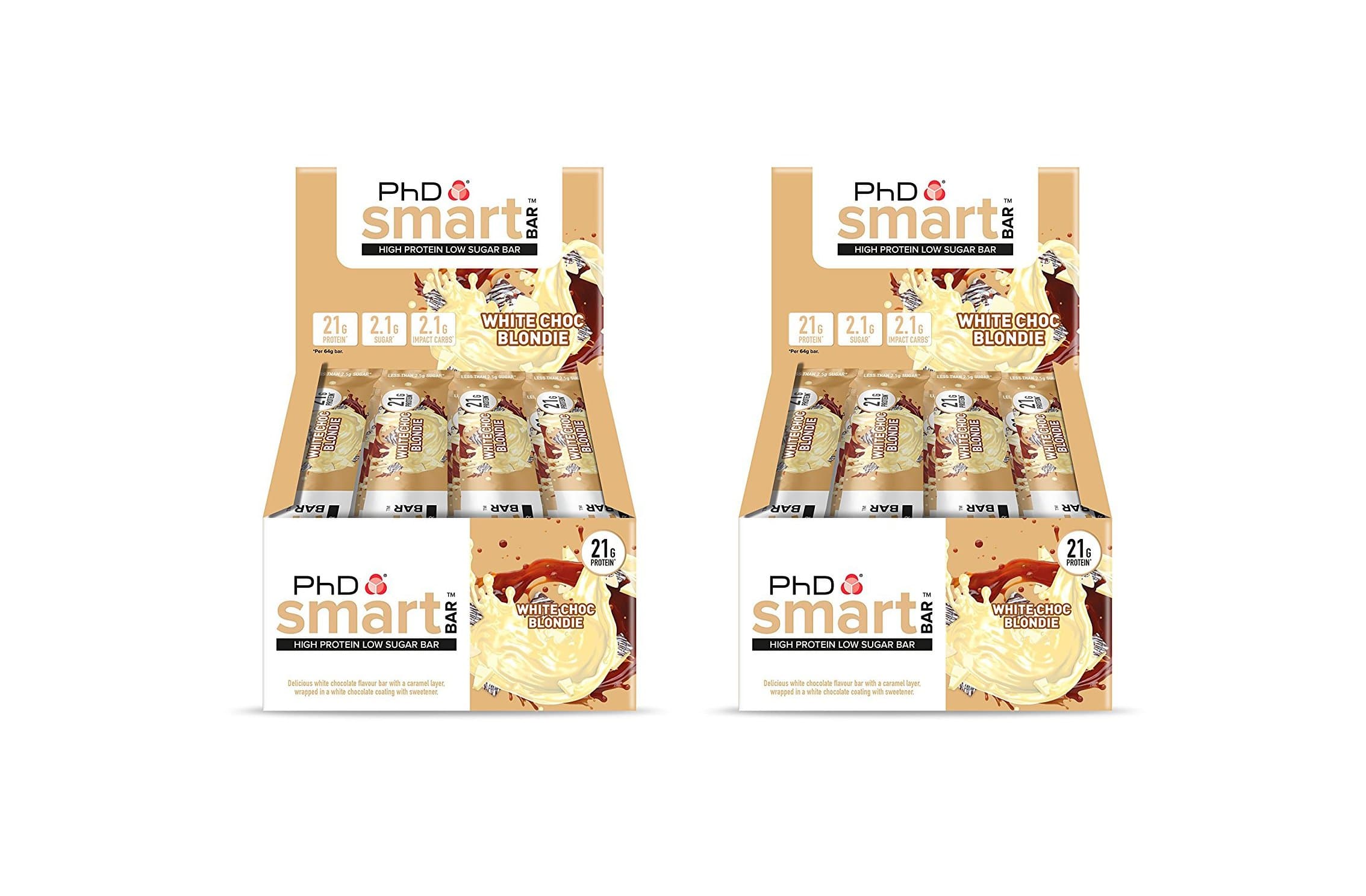 12 Pack x PhD Smart Bar High Protein Low Carb Bar – Pack of 2) 24 Bars x 64 g