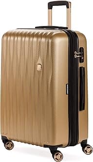 7272 Energie Expandable Hardside Luggage with Spinner Wheels and TSA Lock, Gold, Checked-Medium 24-Inch