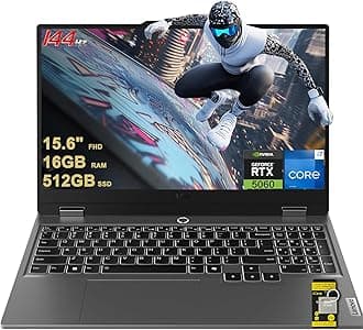 Lenovo LOQ Gaming Laptop 15.6" FHD IPS 144Hz (G-SYNC, 100% sRGB) Intel 14-core i7-13650HX 16GB RAM 512GB SSD GeForce RTX 5060 DLSS4 (440 AI Tops) Backlit Nahimic 5MP Privacy Camera Win11 ICP Hub