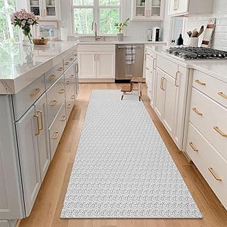 KIMODE Washable Long Hallway Runner Rug 2.6x8,Cotton Braided Farmhouse Kitchen Runner Rugs,Non Skid Entryway Rug Indoor, Floor Carpet Runner Rugs for Bedroom,Bathroom,Light Grey