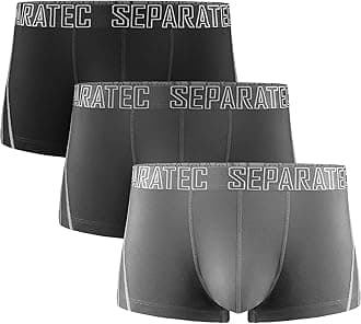 SeparatecMen's Dual Pouch Underwear Breathable Soft Bamboo Rayon Printing Boxer Briefs 3 Pack
