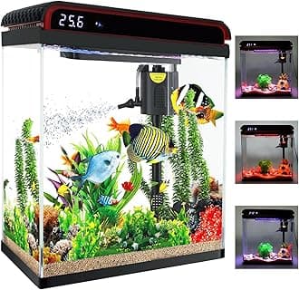 20 Gallon Fish Tank, Large Betta Tank with Glass Aquarium Starter Kits Self Cleaning with 3 Types of LED Lights and Filter Water Pump, Ultra Quiet Decoration Kids Room Gift Decor