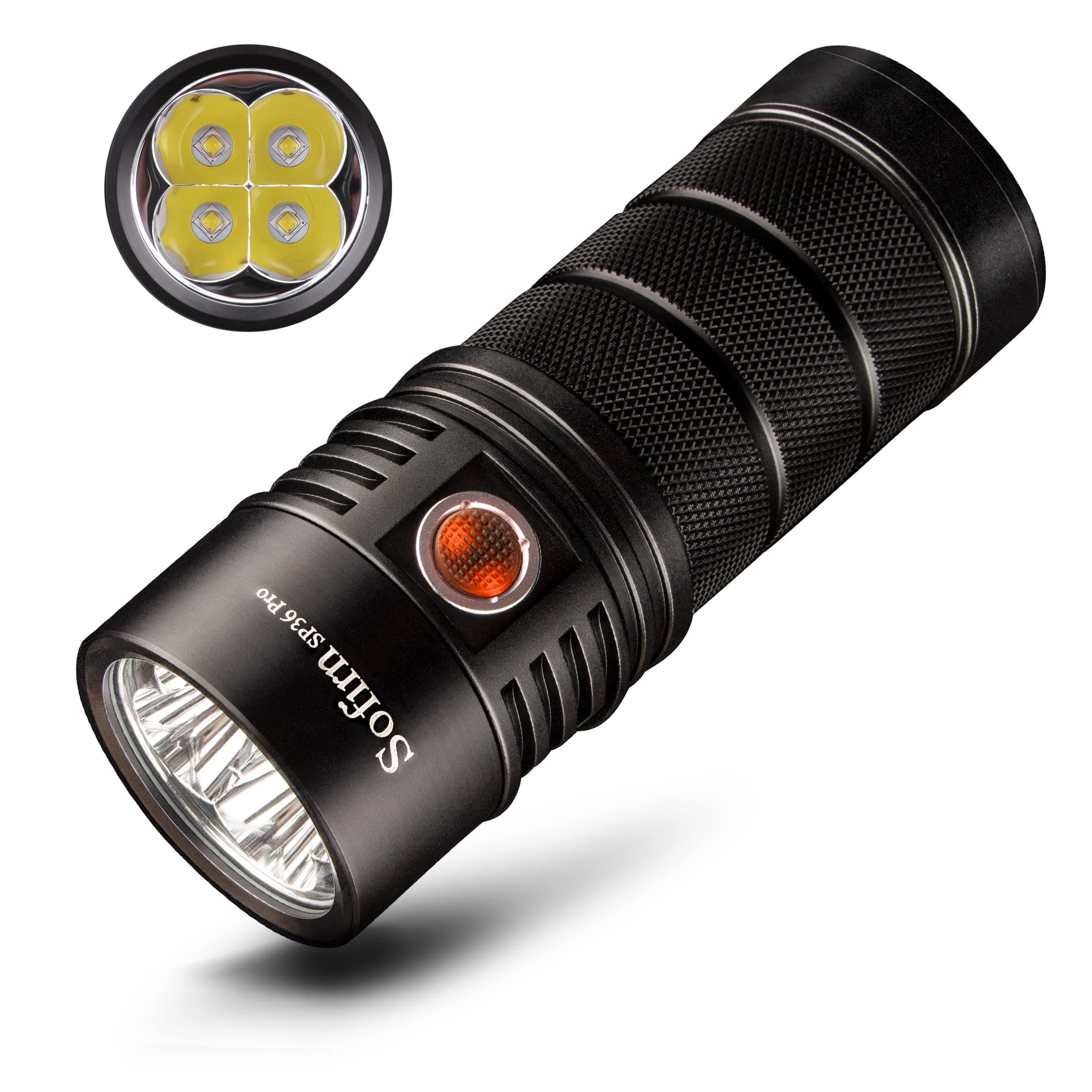 Sofirn Flashlight High Lumens, 8000 Lumens Super Bright SP36 Pro Powerful Light USB C Rechargeable with 4*LED 5000K, Anduril 2.0 Programmable UI and Charging Cable(SP36Pro 5000k)