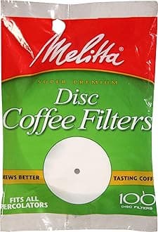 Melitta Super Premium Disc Coffee Filters, White, 100 Count (Pack of 1)