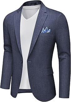 MAGE MALE Men's Slim Fit Blazer Jackets Suit One Button Lightweight Sports Coats Casual Blazer