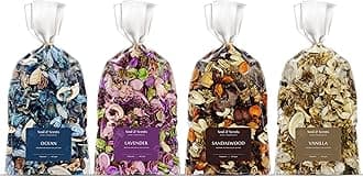 Soul & Scents Potpourri Combo Pack of 4 - Lavender, Ocean, Sandalwood, Vanilla | Dried Flowers | Natural Decoration | Perfect for Home Decor, Gifts & Aromatherapy | Made in India | 140gm Each