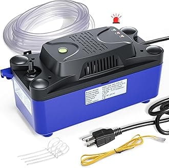 1/30 HP 132 GPH 20 FT HVAC Condensate Pump with 20 FT Tubing, 115V/230V w/Automatic Safety Switch, Removal Drain Pump for Air Conditioner, Dehumidifier, Ice Maker, Furnace, Boiler