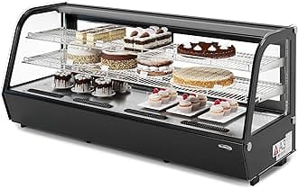 KoolMore CDC-8C-BK 60 in. Refrigerated Bakery Display Case with Clear Glass Front, Sliding Rear Doors, LED Lighting, Adjustable Temperature, and Dual Shelving for Baked Goods in Black, 8 cu. ft