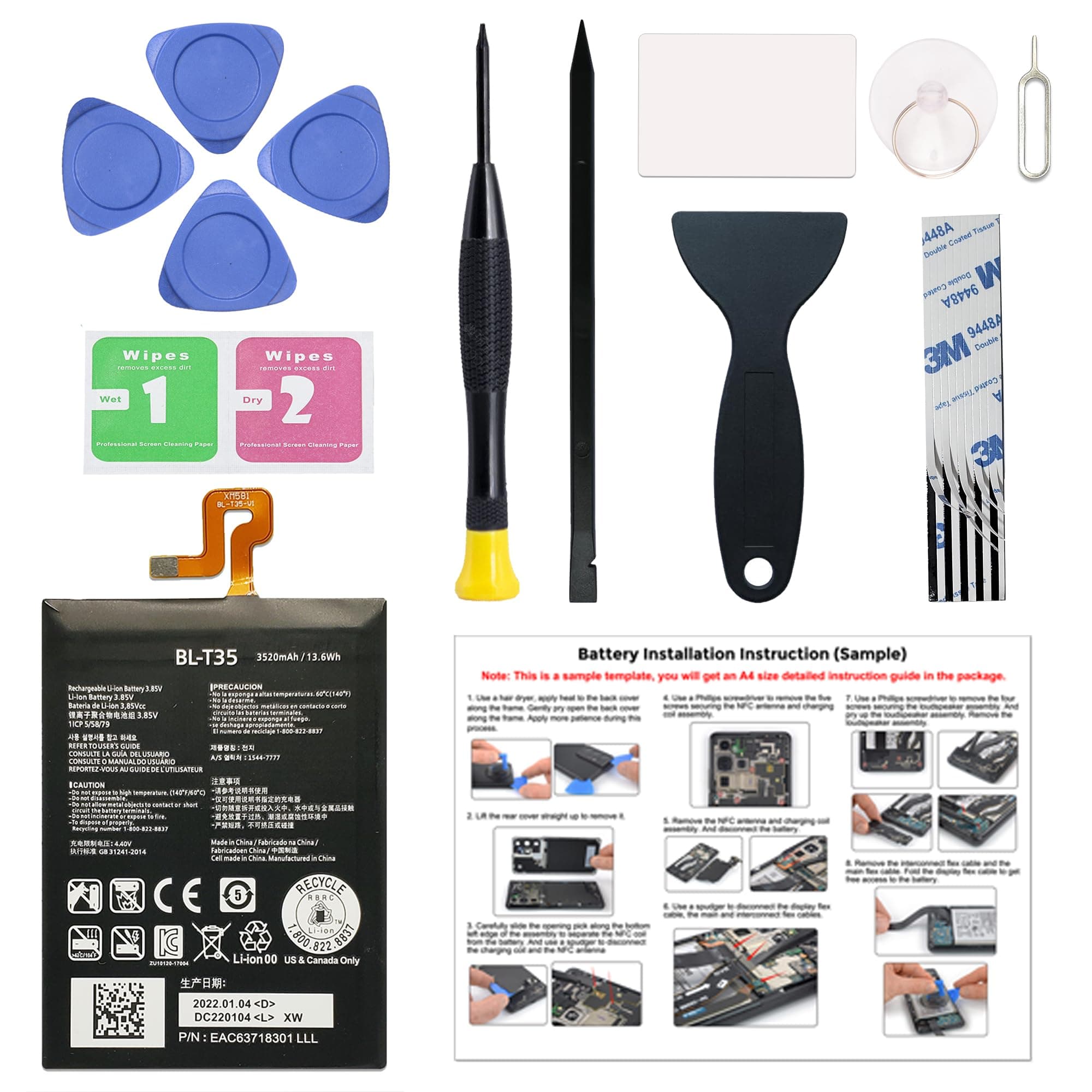 New Upgraded Battery for Google Pixel 2 XL (6.0 Inch), BL-T35 Cellphone Replacement Battery Compatible with Pixel 2 XL (6.0 Inch), with Repair Tools & Instruction
