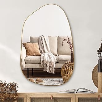 PERFNIQUE Irregular Wall Mirror Asymmetrical Mirror, 40''x26'' Gold Mirror for Bathroom Bedroom Living Room Entryway, Decorative Modern Wall Decor, Wall Mounted (Gold, 40" x 26")