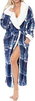 Alexander Del Rossa Womens Robe, Long Plush Bathrobe with Hood, Hooded Robes for Women Plus Size Bath Robe