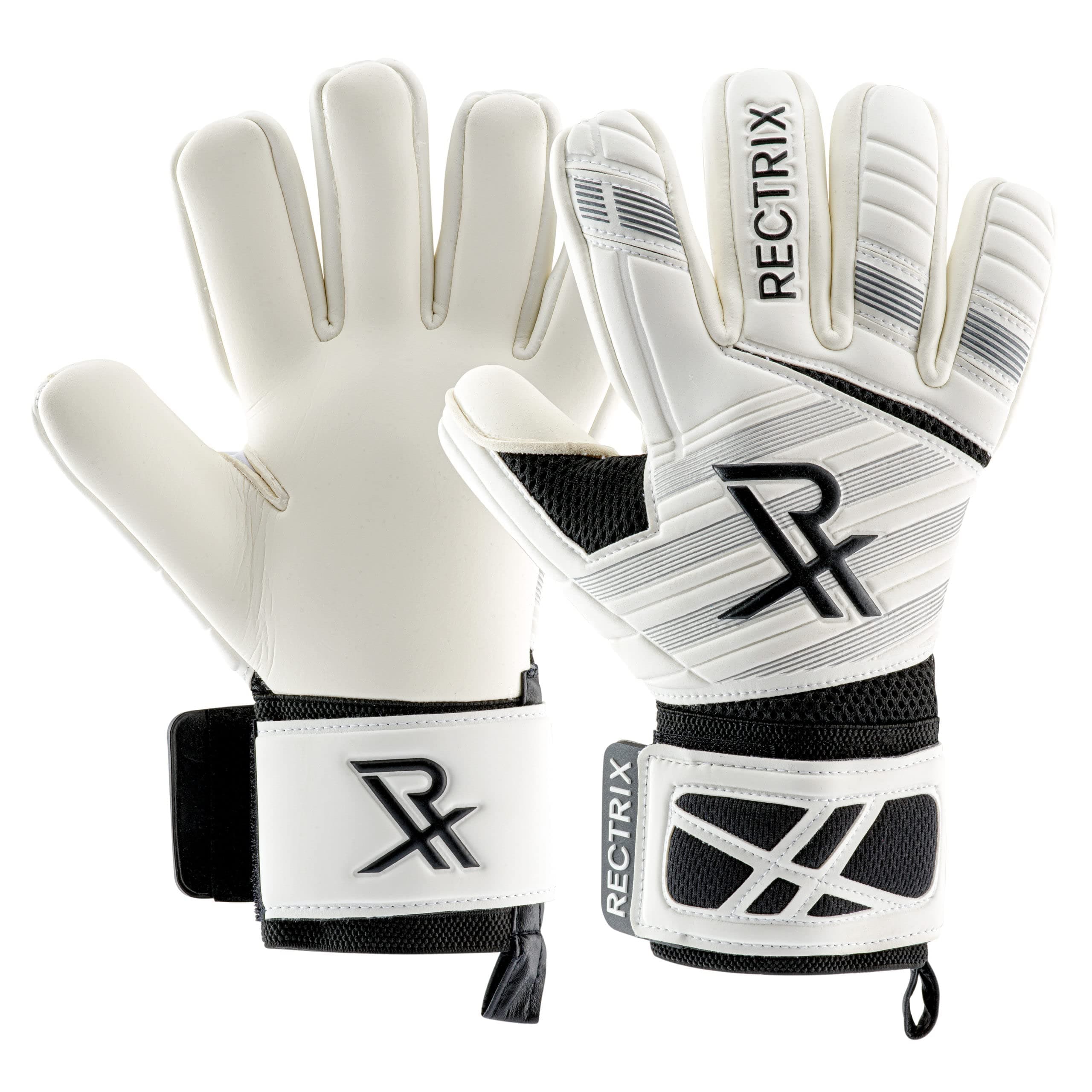 Rectrix 1.0 Goalkeeper Gloves (with Free Zip Case) - Negative Cut - Youth & Adult Sizes - Pro-Level Grip for Football Soccer Goalkeeping