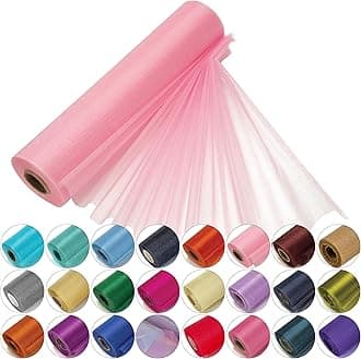 – 29cm x 25m Roll of Organza Sheer Fabric - Elegant Decorative Cloth for Wedding Chair Bows, Table Runners, Party Favours - Crafting Supplies for Ribbons, Dress Accents,and Bags, Pink#