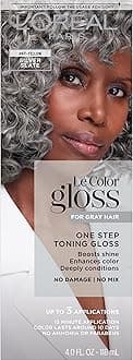 L’Oreal Paris Le Color Gloss One Step Toning Gloss, In-Shower Hair Toner with Deep Conditioning Treatment Formula for Gray Hair, Silver Slate, 1 Kit