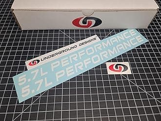 5.7L Performance Decals (2-Pack) Hemi V8 Hood Fender Racing Stickers Fits 2005+ Challenger Charger Ram Durango R/T 300C (Gloss White, 2.0" H x 30.0" L)