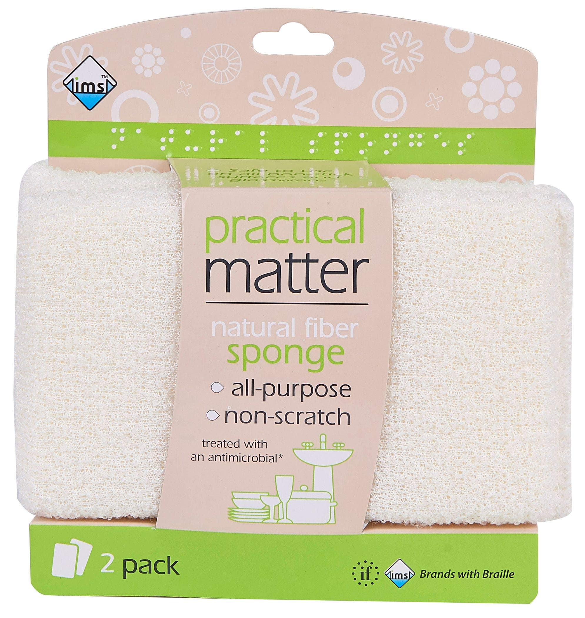 Practical Matter Organic Cotton Fiber All-Purpose Kitchen Sponge (Pack of 2)