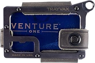 TrayvaxContour Wallet, RFID Front Pocket Money and Credit Card Holder, Minimalist Slim Leather Metal Wallet for Men and Women, Black Steel Grey