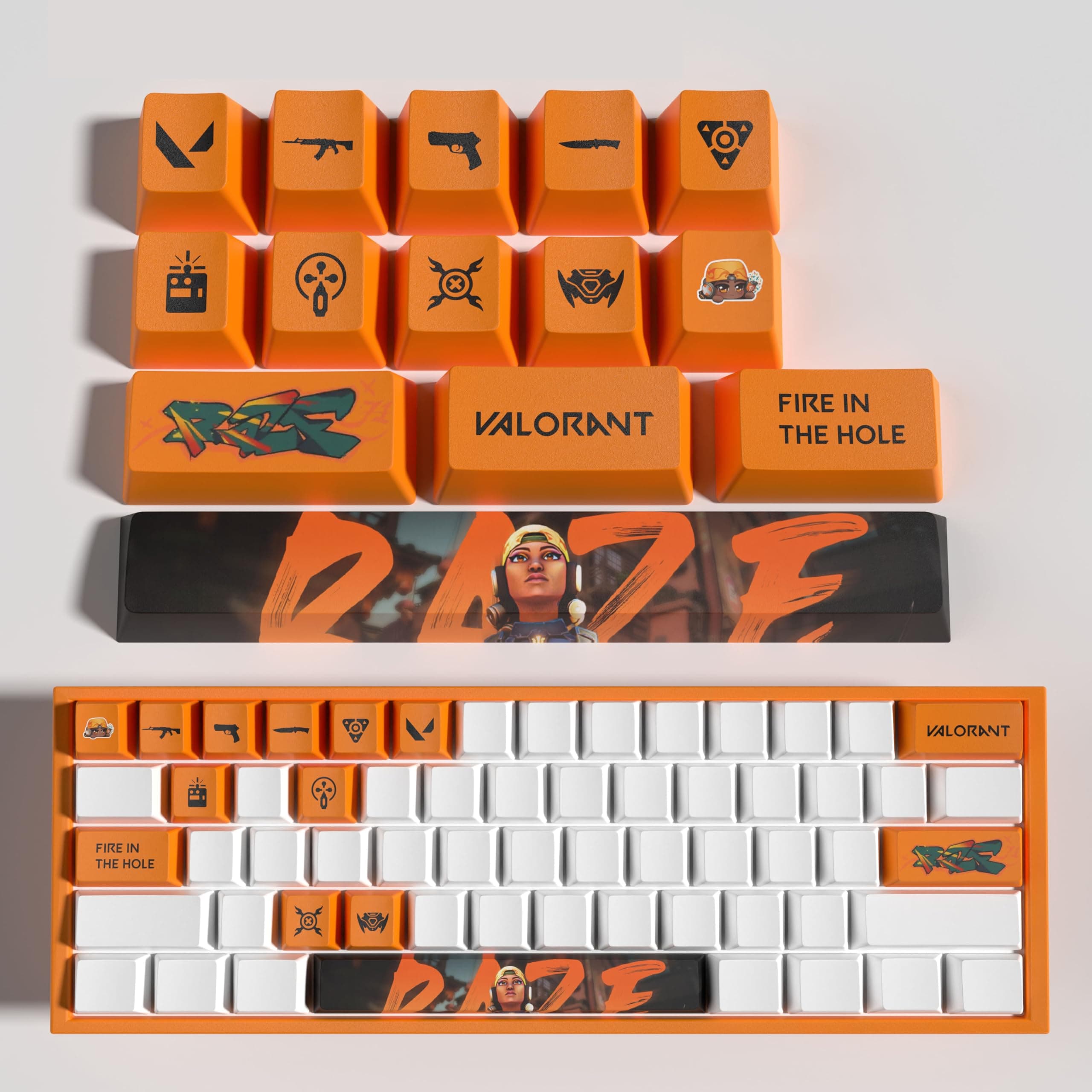 Valorant Custom Keycaps OEM Profile 14keys PBT Dye Sub Keycap Set for Mechanical Keyboards, Valorant Gift Gaming Accessories for Gamer (Raze)