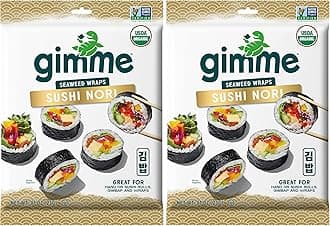 Gimme Seaweed Sushi Nori Premium Organic Roasted Seaweed Sheets, Keto, Vegan, Gluten-Free, Restaurant-style Sushi Nori Sheets 0.81 Ounce (Pack of 2)