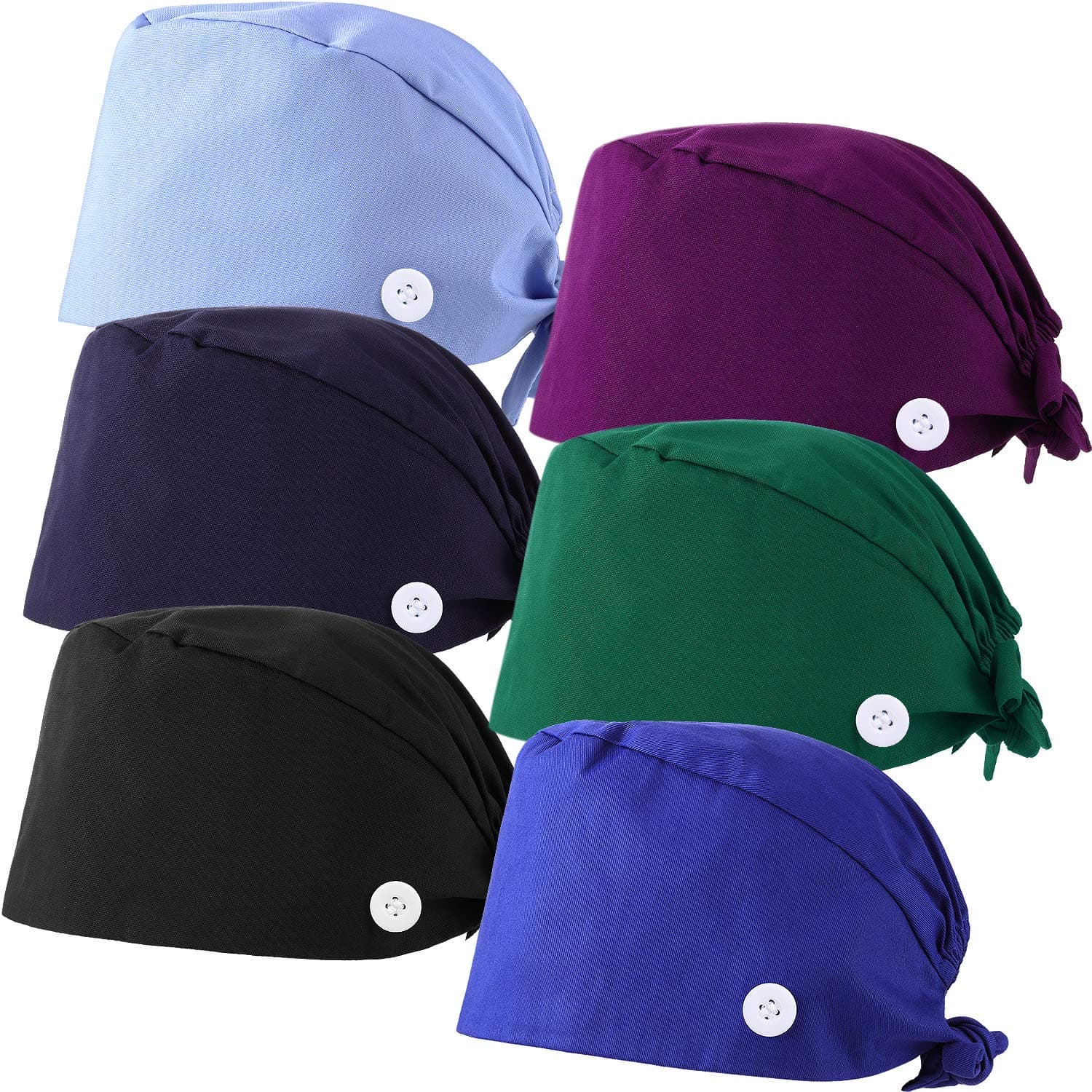 3 Pieces Working Caps with Buttons and Sweatband Adjustable Gourd-Shaped Tie Back Hats for Women Men