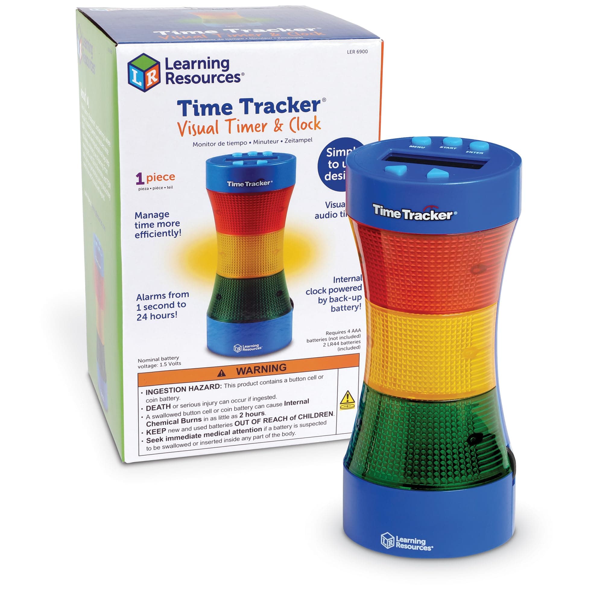 Learning Resources Time Tracker Visual Timer & Clock - 1 Piece, Classroom Tracker, Alarm Clock, Light Up Timer for Classroom, Visual Tracker