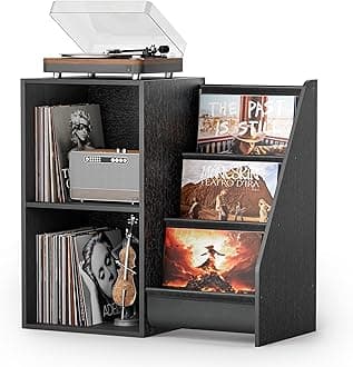 Record Player Stand,Turntable Stand with Vinyl Record Storage,Record Player Table with Vinyl Display Holder Shelf,Record Player Cabinet with 220 Albums Organizer,Media Console Cabinet for Stereo Audio