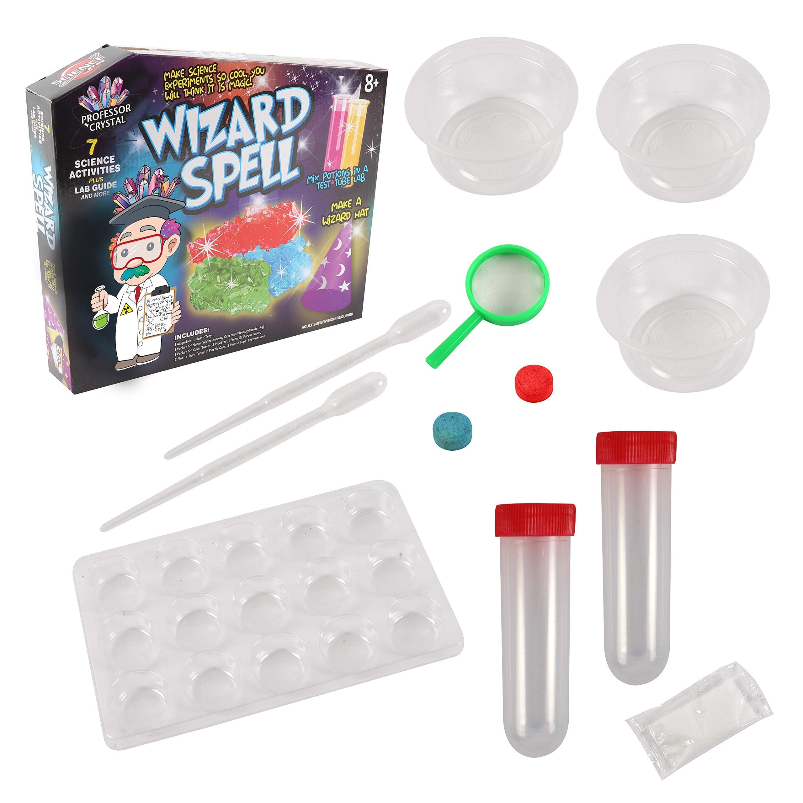 LaetoProfessor Crystal Wizard Spell Science Kit | Educational Science Potions Kit For Kids, Crystal Growing Kit For Kids, Experiment Potion Making Kit Children Chemistry Set