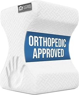 5 STARS UNITED Knee Pillow for Side Sleepers - Hip Pain Relief, Memory Foam Leg Cushion for Side Sleeping - Between Legs Pillow for Sciatica & Lower Back Pain, White