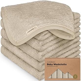 6-Pack Baby Washcloths – Soft Absorbent Viscose from Bamboo Washcloths for Face, Body, Baby Towels for Newborn, Kids, Toddlers,Infant,Gentle on Sensitive Skin,10x10 Reusable Face Towels(Earth Brown)