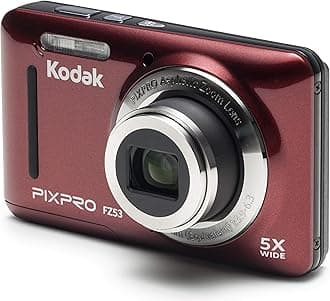PIXPRO Friendly Zoom FZ53-RD 16MP Digital Camera with 5X Optical Zoom and 2.7" LCD Screen (Red)