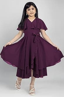 Girls Fit & Flare Midi Dress | Fancy Western Party Frock for Kids