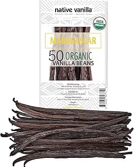 - 50 Organic Madagascar Vanilla Beans - Whole Grade A Premium Bourbon Pods - For Making Extract & Baking - For Cooking, Desserts & More - 100% Vegan & Kosher - Non-GMO & Gluten-Free - Native Vanilla