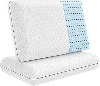 Vaverto Gel Memory Foam Pillow 2 Pack - Standard Size - Ventilated, Bed Pillows with Viscose Made from Bamboo Pillow Cover,Cooling, Bed Pillows