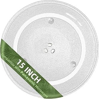 15" Microwave Glass Plate for Panasonic Microwave Plate F06014W00AP A06014A00AP, 15 Inch Replacement Microwave Glass Turntable Dishwasher Safe