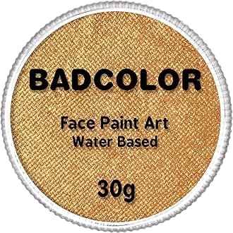 Metallic Gold Face Body Paint(30gm), Water Activated Golden Face Painting for Kids & Adults, Professional Non-Toxic SFX Art Facepaints for Halloween Makeup Fancy Party Cosplay Costume, Theater & Stage