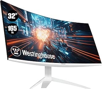 Westinghouse 32 Inch Curved Full HD White Gaming Monitor, 165Hz, AMD FreeSync Support, Low Motion Blur, 1500R Curve, 1920 x 1080, for PC Games with Built in Speakers, DisplayPort, 2X HDMI