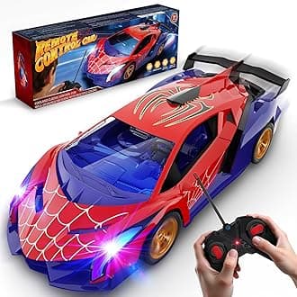 Spider Remote Control Car with Multi-Color Flash Lights, Drift RC Cars, Spider Toys Gifts for 3 4 5 6 7 8 9 10 Year Old Boys Age 3-4 4-6 6-8 8-12 Christmas Birthday Gift, Toddler Kids Toy