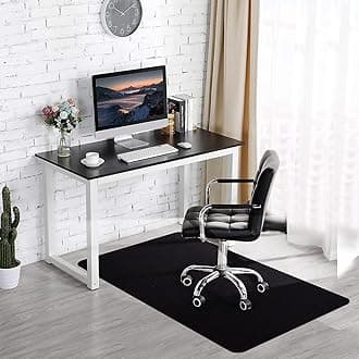 FMVIOL Office Chair Mat for Hardwood & Tile Floor, 55"x35" Computer Gaming Rolling Chair Mat, Under Desk Low-Pile Rug, Large Anti-Slip Floor Protector for Home Ofiice (Black)