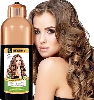 HERBBY Hair Color Shampoo for Gray Hair Coverage&Color Transform with 9 Herbal Extracts –Long Lasting(6-8 Weeks),Shiny,Evenly Colored,Instant Hair Dye Shampoo&Conditioner, 500 Ml (LIGHT BROWN COLOR)