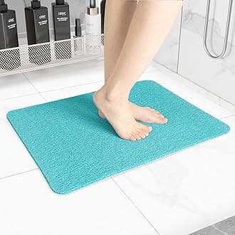 Hargiis Non-Slip Bathtub Mat, Anti Slip Shower Mat, Fast Drying Bathtub Mats, Foot Scrubber Mat, Anti Slip Mat for Tub, Floor, Bathroom, Kitchen, Home, Hotel (Turquoise Blue 24"×16")